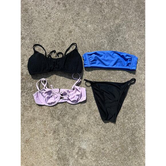 Mixed Brand 4 Piece Swim Bikini Bundle Lavender Black Blue Size Small/Medium - Picture 1 of 6